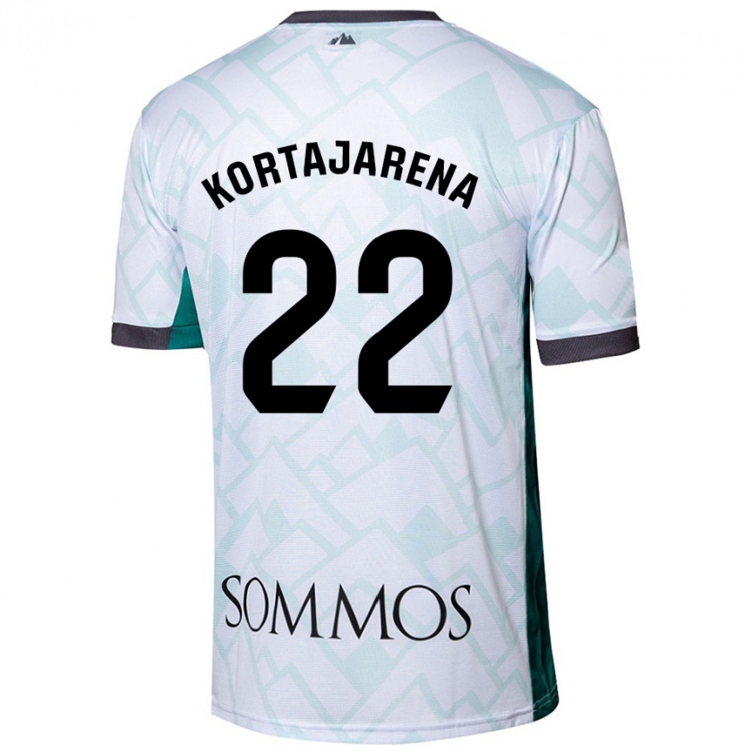 Kandiny Niño Camiseta Iker Kortajarena #22 Blanco Verde 2ª Equipación 2024/25 La Camisa Chile