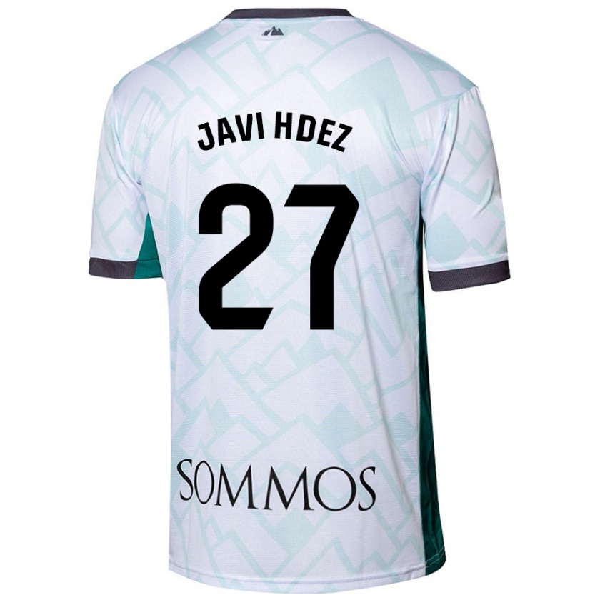 Kandiny Niño Camiseta Javi Hernández #27 Blanco Verde 2ª Equipación 2024/25 La Camisa Chile