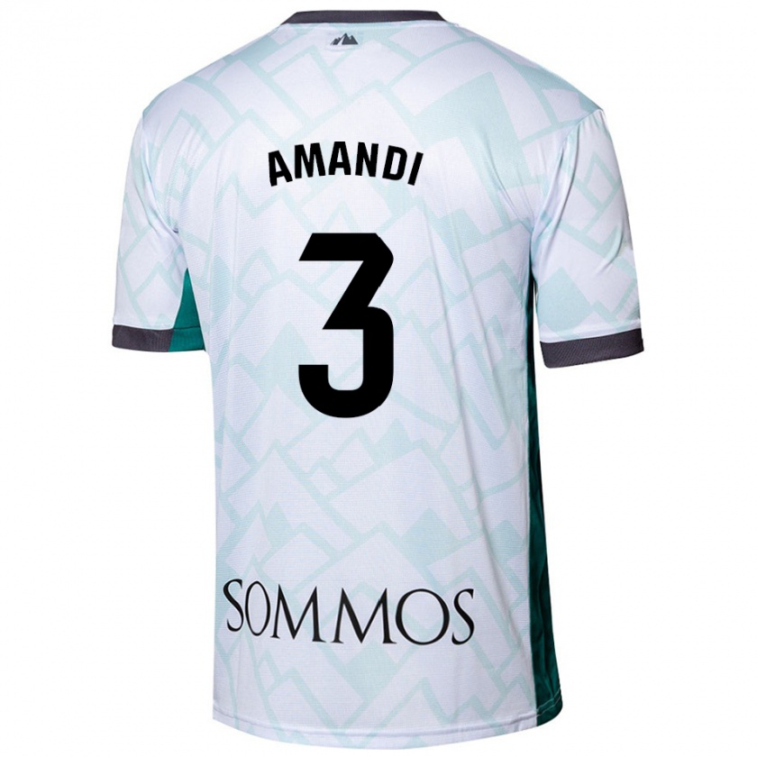 Kandiny Niño Camiseta Iván Amandi #3 Blanco Verde 2ª Equipación 2024/25 La Camisa Chile