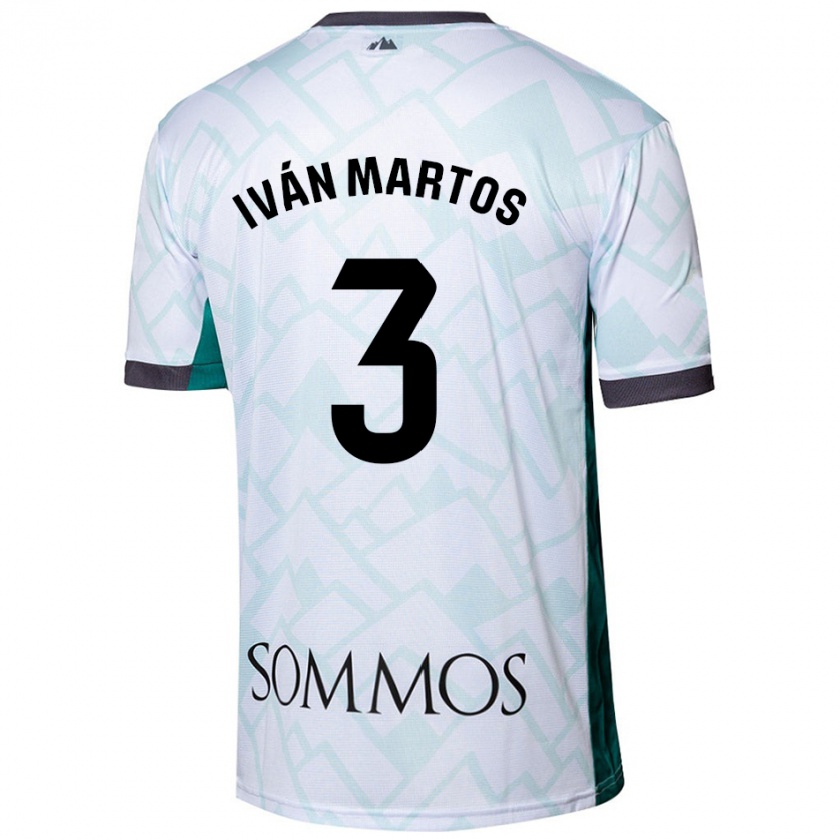 Kandiny Niño Camiseta Iván Martos #3 Blanco Verde 2ª Equipación 2024/25 La Camisa Chile