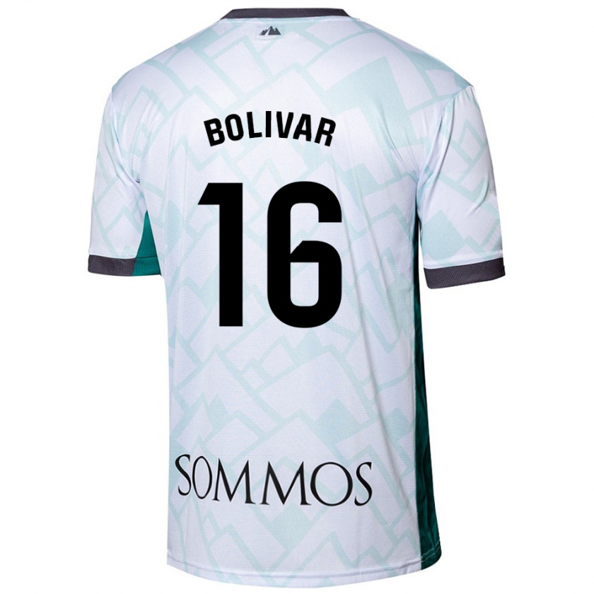 Kandiny Niño Camiseta Jovanny Bolívar #16 Blanco Verde 2ª Equipación 2024/25 La Camisa Chile