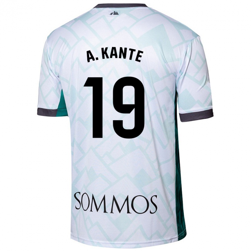 Kandiny Niño Camiseta Abou Kanté #19 Blanco Verde 2ª Equipación 2024/25 La Camisa Chile