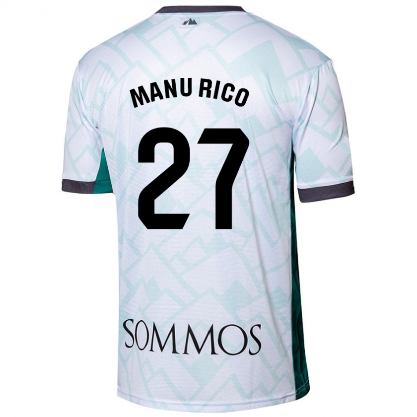 Kandiny Niño Camiseta Manu Rico #27 Blanco Verde 2ª Equipación 2024/25 La Camisa Chile