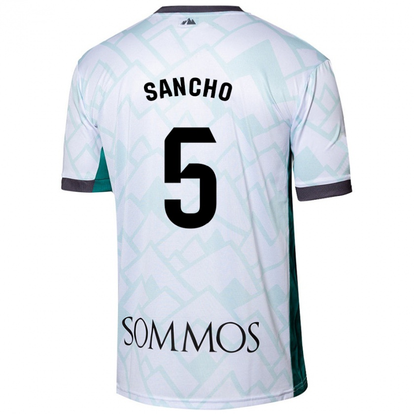 Kandiny Niño Camiseta Esther Sancho #5 Blanco Verde 2ª Equipación 2024/25 La Camisa Chile