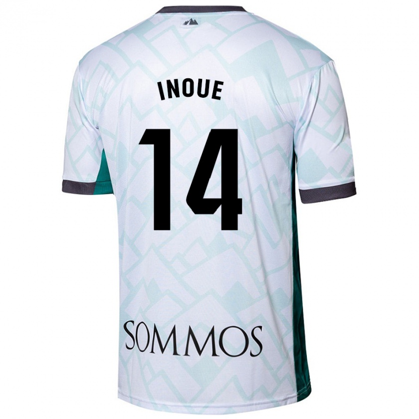 Kandiny Niño Camiseta Moe Inoue #14 Blanco Verde 2ª Equipación 2024/25 La Camisa Chile