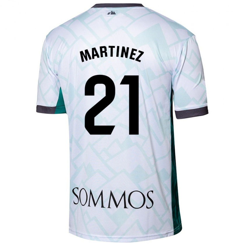 Kandiny Niño Camiseta Alejandra Martínez #21 Blanco Verde 2ª Equipación 2024/25 La Camisa Chile