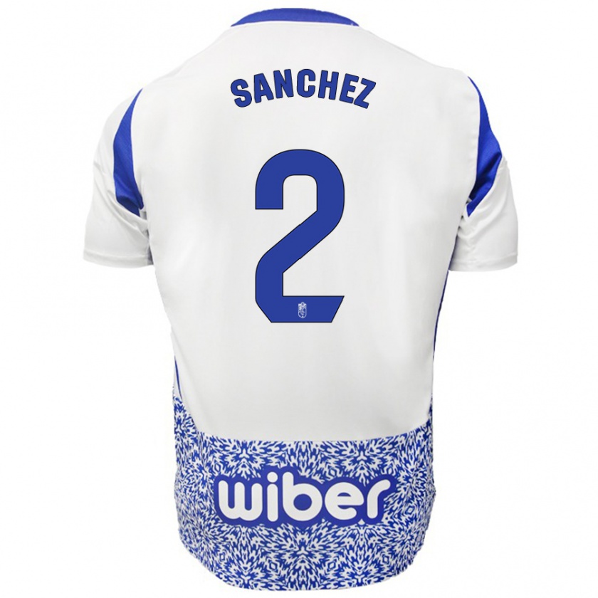 Kandiny Niño Camiseta Rubén Sánchez #2 Blanco Azul 2ª Equipación 2024/25 La Camisa Chile