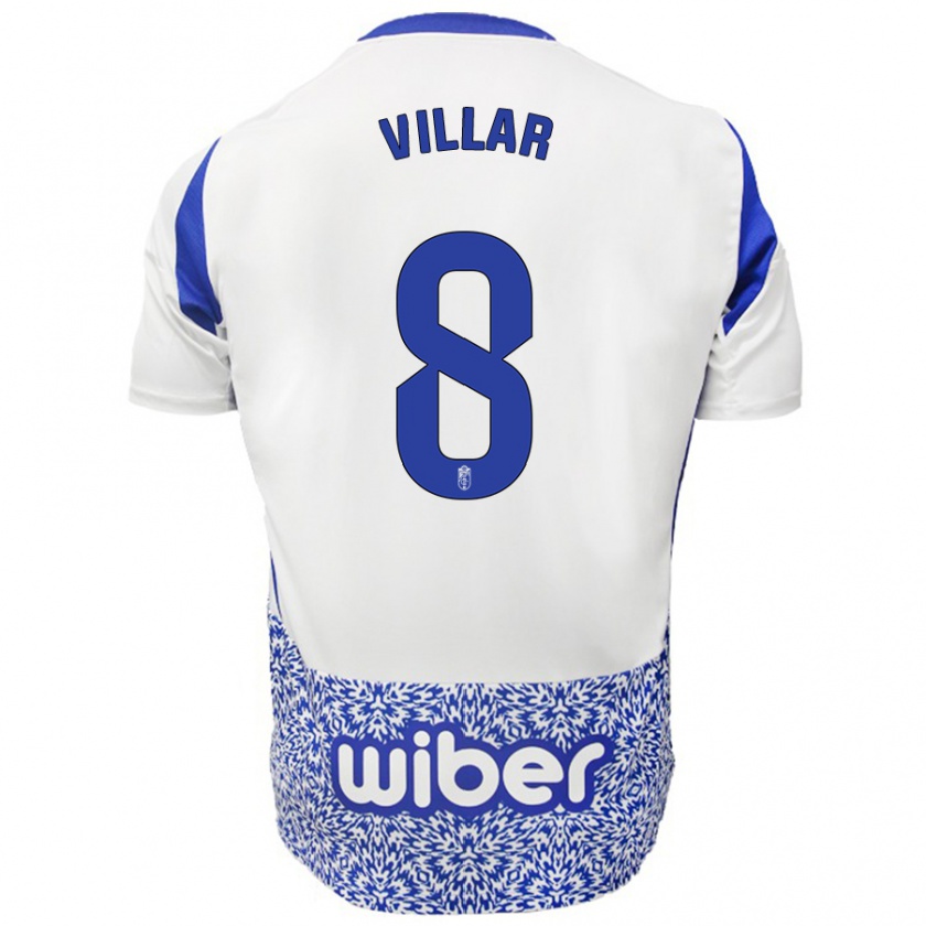 Kandiny Niño Camiseta Gonzalo Villar #8 Blanco Azul 2ª Equipación 2024/25 La Camisa Chile