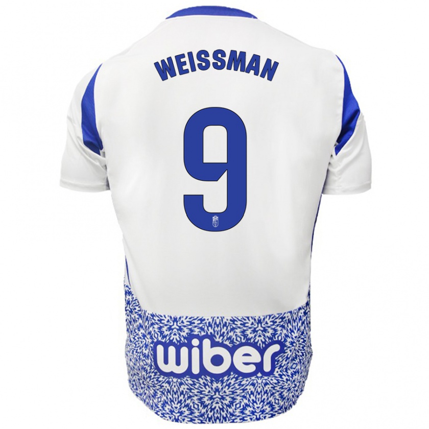 Kandiny Niño Camiseta Shon Weissman #9 Blanco Azul 2ª Equipación 2024/25 La Camisa Chile