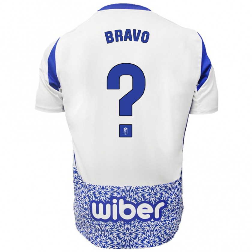 Kandiny Niño Camiseta Roberto Bravo #0 Blanco Azul 2ª Equipación 2024/25 La Camisa Chile