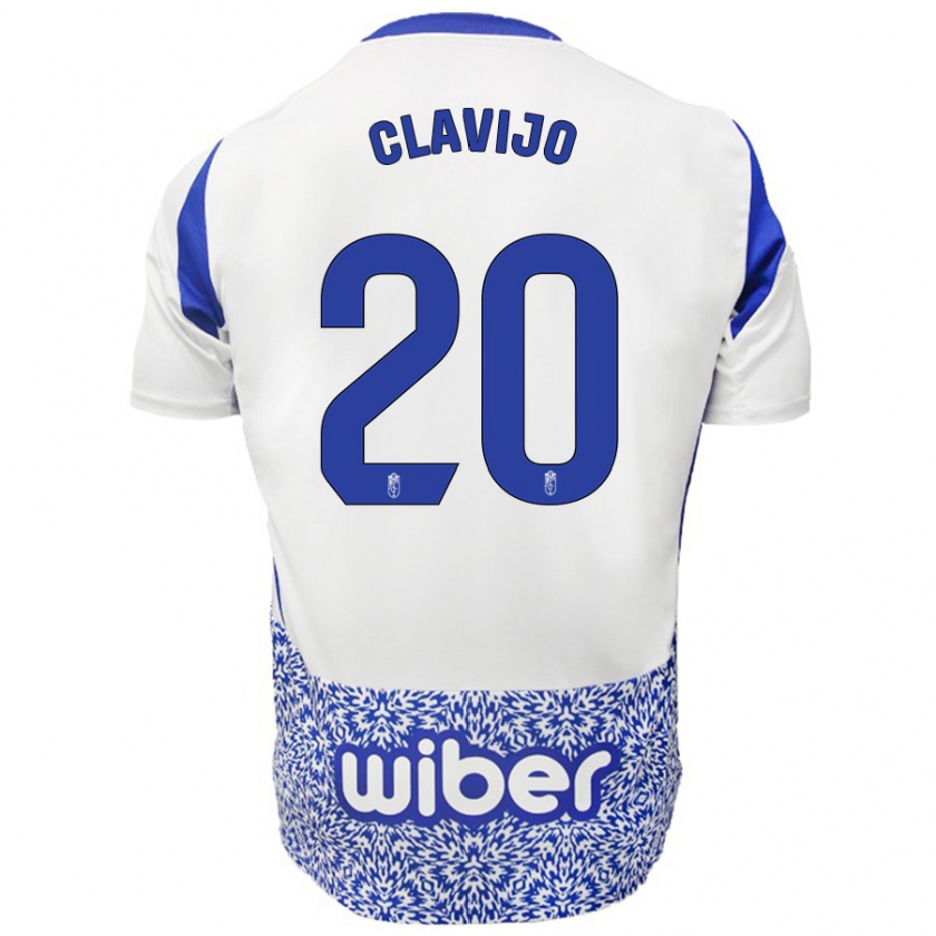 Kandiny Niño Camiseta Dani Clavijo #20 Blanco Azul 2ª Equipación 2024/25 La Camisa Chile