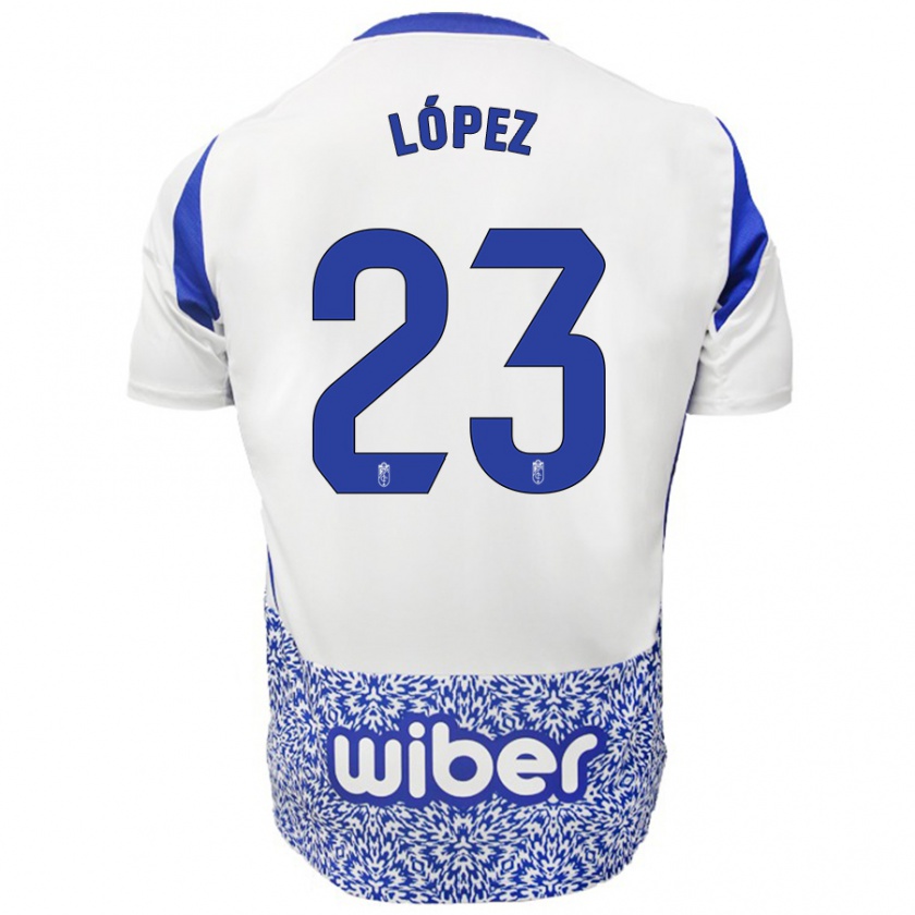 Kandiny Niño Camiseta Diego López #23 Blanco Azul 2ª Equipación 2024/25 La Camisa Chile