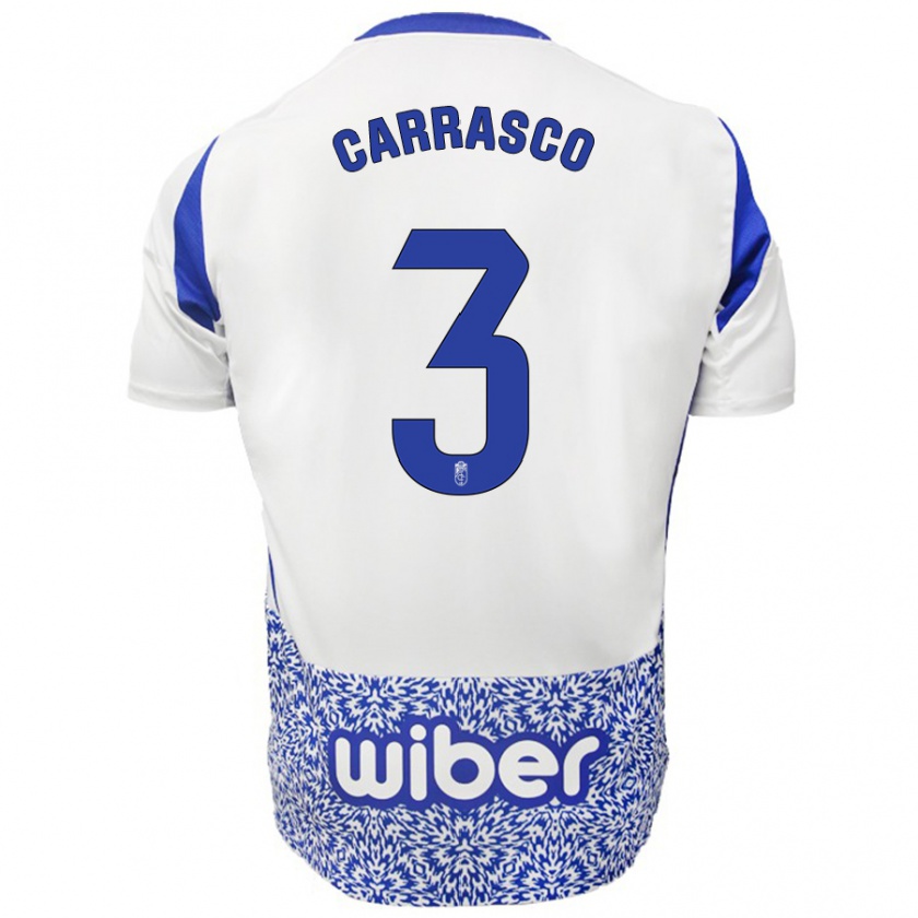 Kandiny Niño Camiseta Marta Carrasco #3 Blanco Azul 2ª Equipación 2024/25 La Camisa Chile