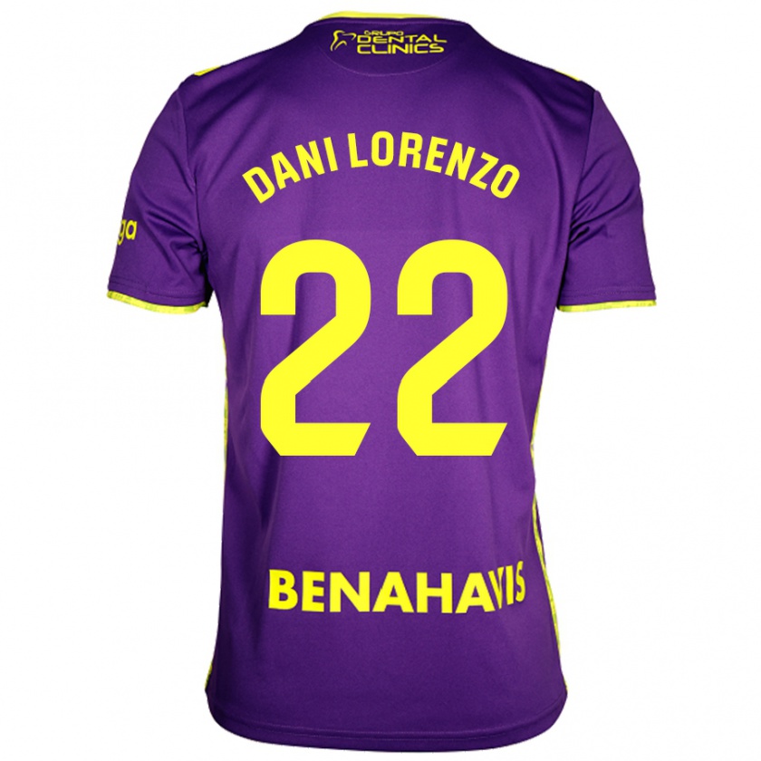 Kandiny Niño Camiseta Dani Lorenzo #22 Púrpura Amarillo 2ª Equipación 2024/25 La Camisa Chile