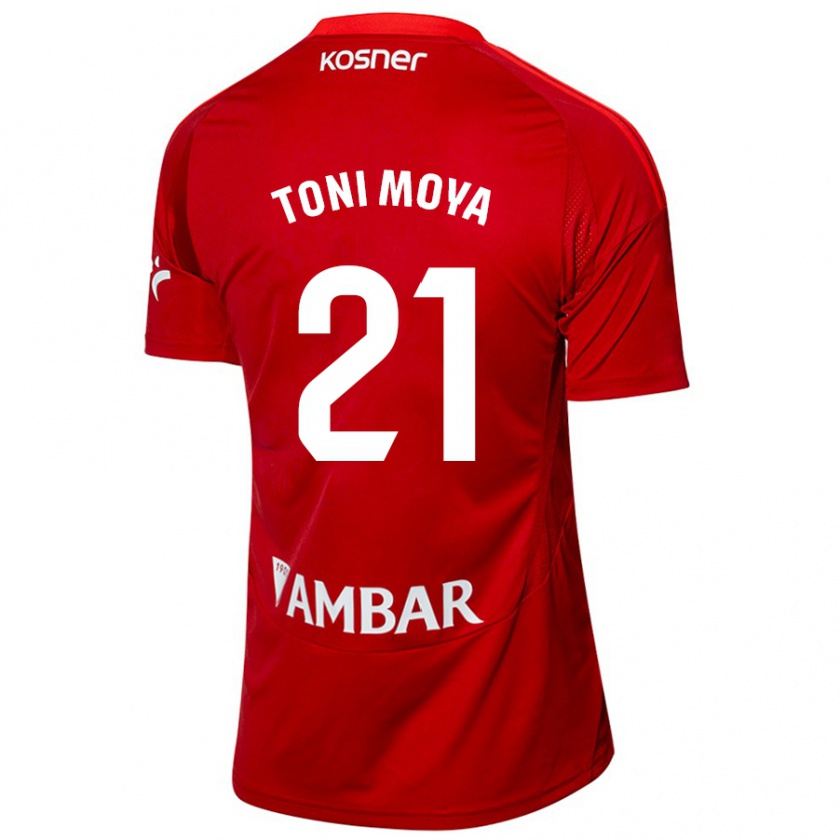 Kandiny Niño Camiseta Toni Moya #21 Blanco Azul 2ª Equipación 2024/25 La Camisa Chile