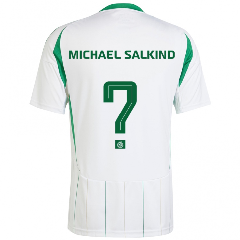 Kandiny Niño Camiseta Liav Michael Salkind #0 Blanco Verde 2ª Equipación 2024/25 La Camisa Chile