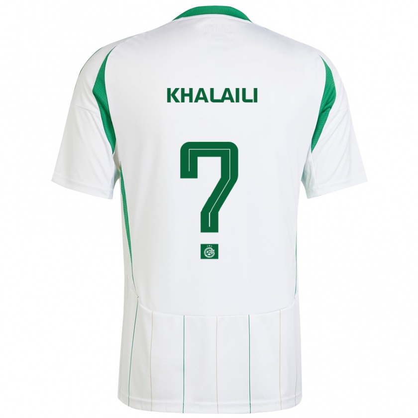 Kandiny Niño Camiseta Iyad Khalaili #0 Blanco Verde 2ª Equipación 2024/25 La Camisa Chile