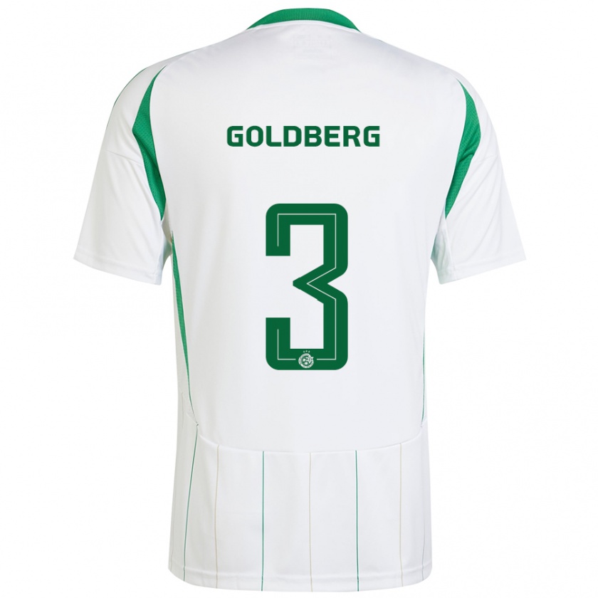 Kandiny Niño Camiseta Shon Goldberg #3 Blanco Verde 2ª Equipación 2024/25 La Camisa Chile