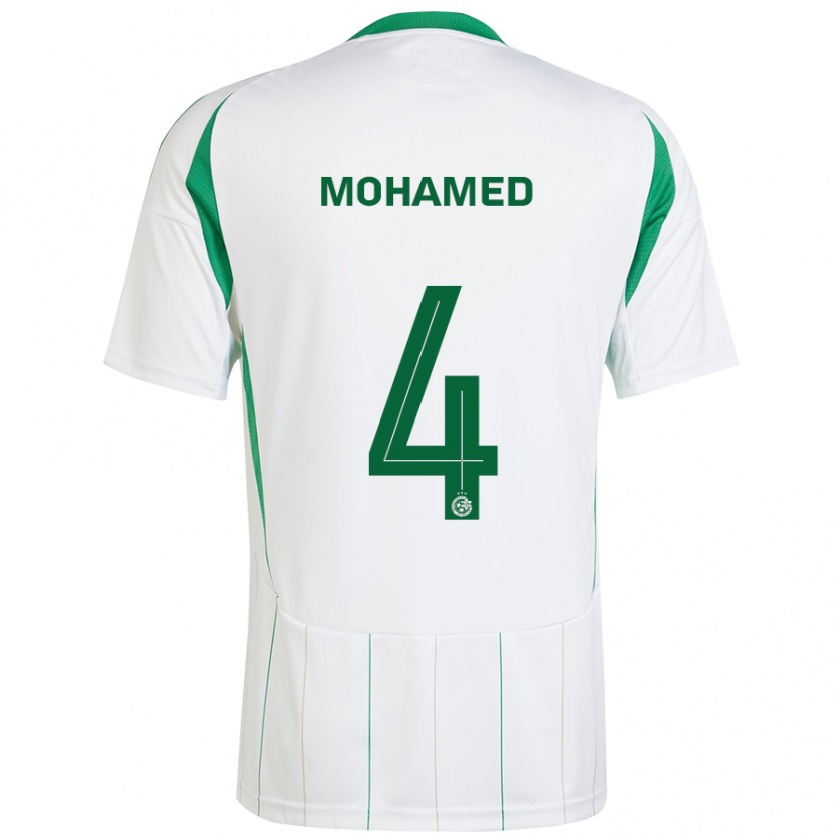 Kandiny Niño Camiseta Ali Mohamed #4 Blanco Verde 2ª Equipación 2024/25 La Camisa Chile