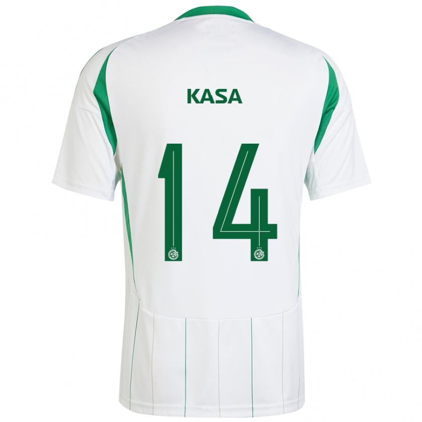 Kandiny Niño Camiseta Lior Kasa #14 Blanco Verde 2ª Equipación 2024/25 La Camisa Chile