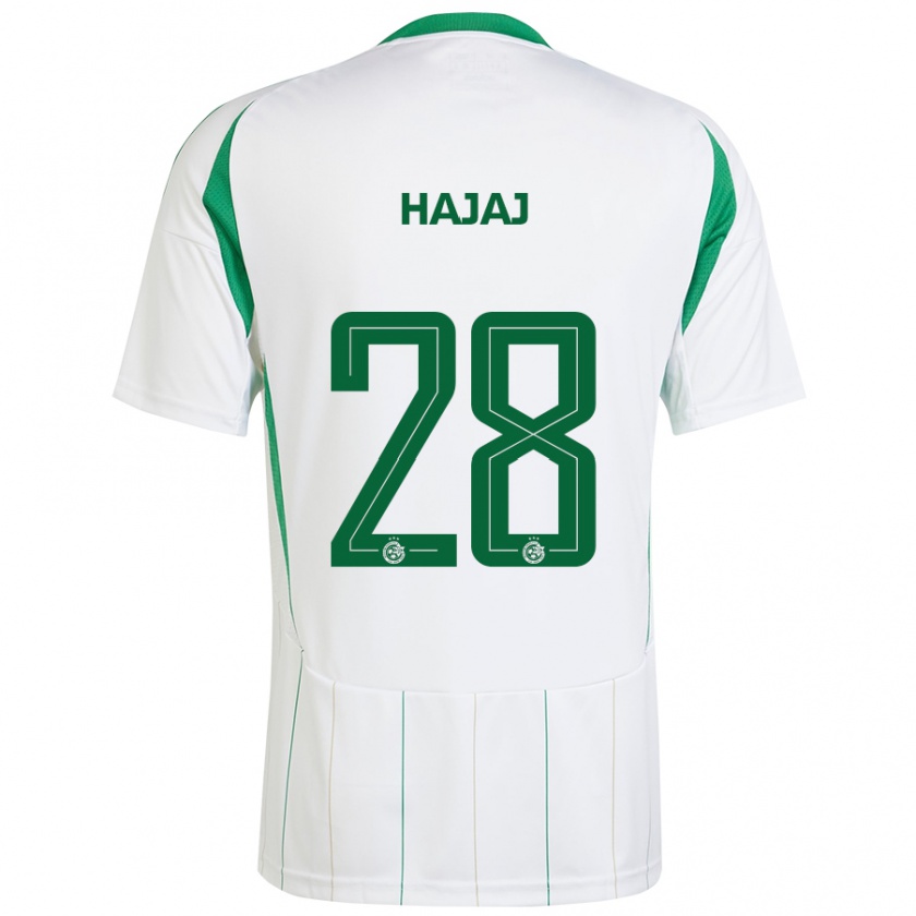 Kandiny Niño Camiseta Ilay Hajaj #28 Blanco Verde 2ª Equipación 2024/25 La Camisa Chile