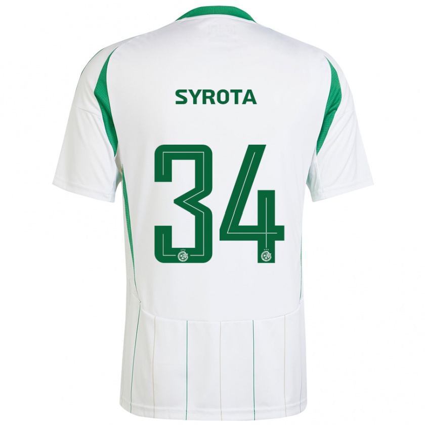 Kandiny Niño Camiseta Oleksandr Syrota #34 Blanco Verde 2ª Equipación 2024/25 La Camisa Chile