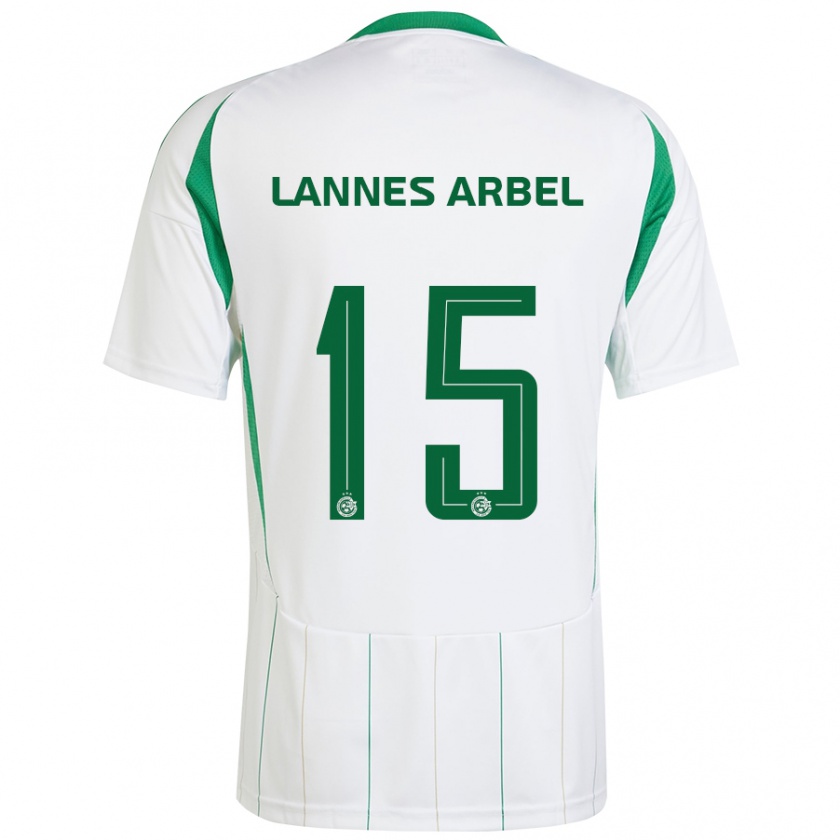 Kandiny Niño Camiseta Tomer Lannes Arbel #15 Blanco Verde 2ª Equipación 2024/25 La Camisa Chile