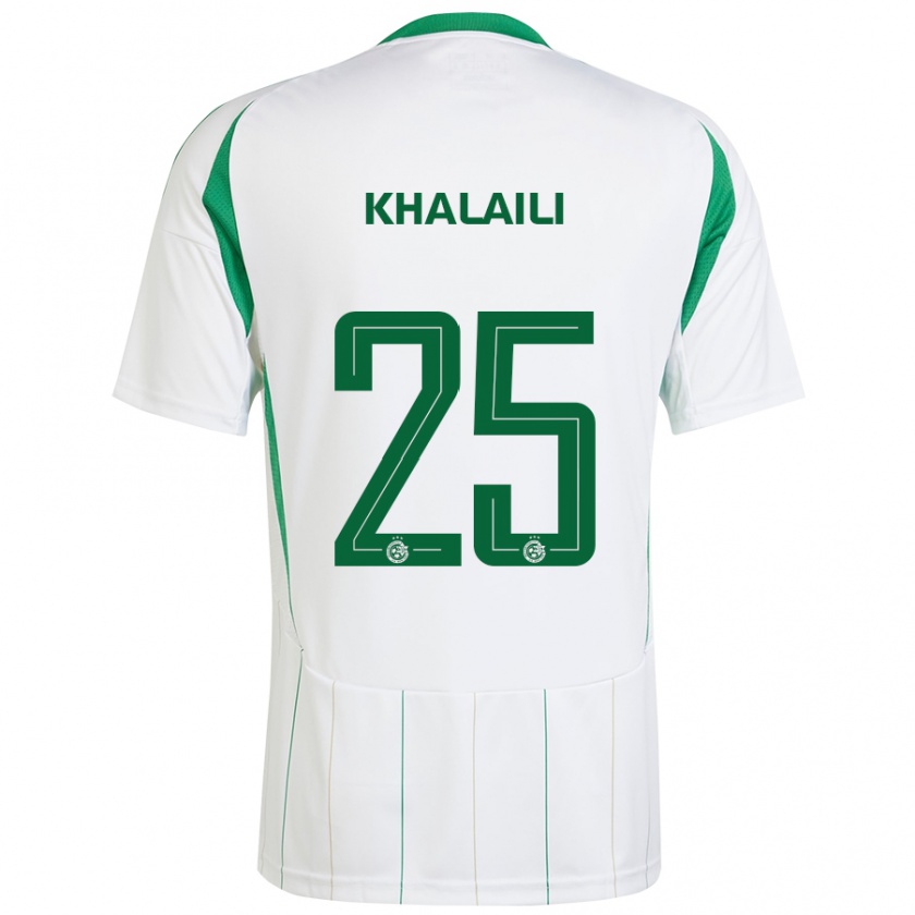 Kandiny Niño Camiseta Anan Khalaili #25 Blanco Verde 2ª Equipación 2024/25 La Camisa Chile