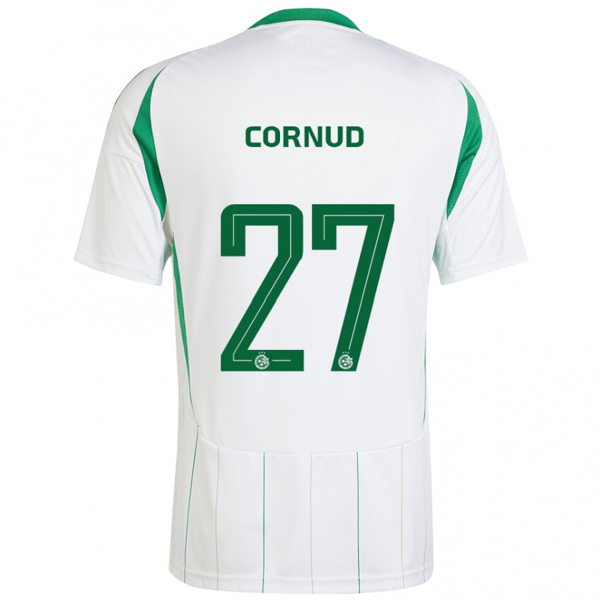 Kandiny Niño Camiseta Pierre Cornud #27 Blanco Verde 2ª Equipación 2024/25 La Camisa Chile