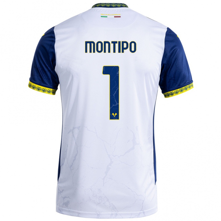 Kandiny Niño Camiseta Lorenzo Montipò #1 Blanco Azul 2ª Equipación 2024/25 La Camisa Chile