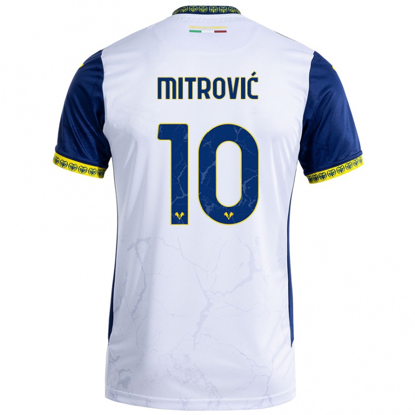 Kandiny Niño Camiseta Stefan Mitrović #10 Blanco Azul 2ª Equipación 2024/25 La Camisa Chile