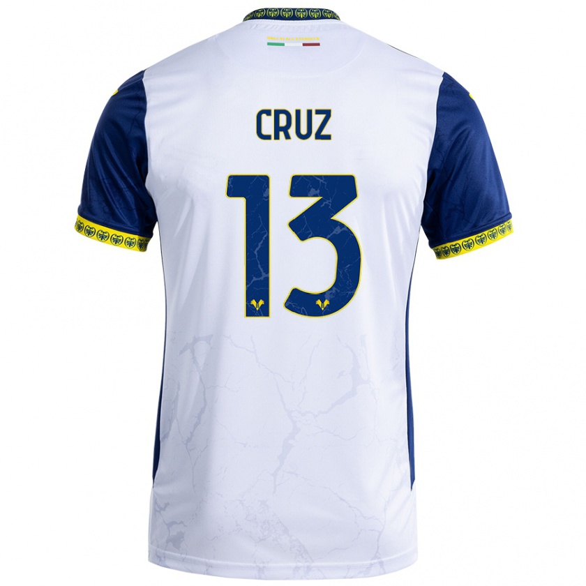 Kandiny Niño Camiseta Juan Manuel Cruz #13 Blanco Azul 2ª Equipación 2024/25 La Camisa Chile