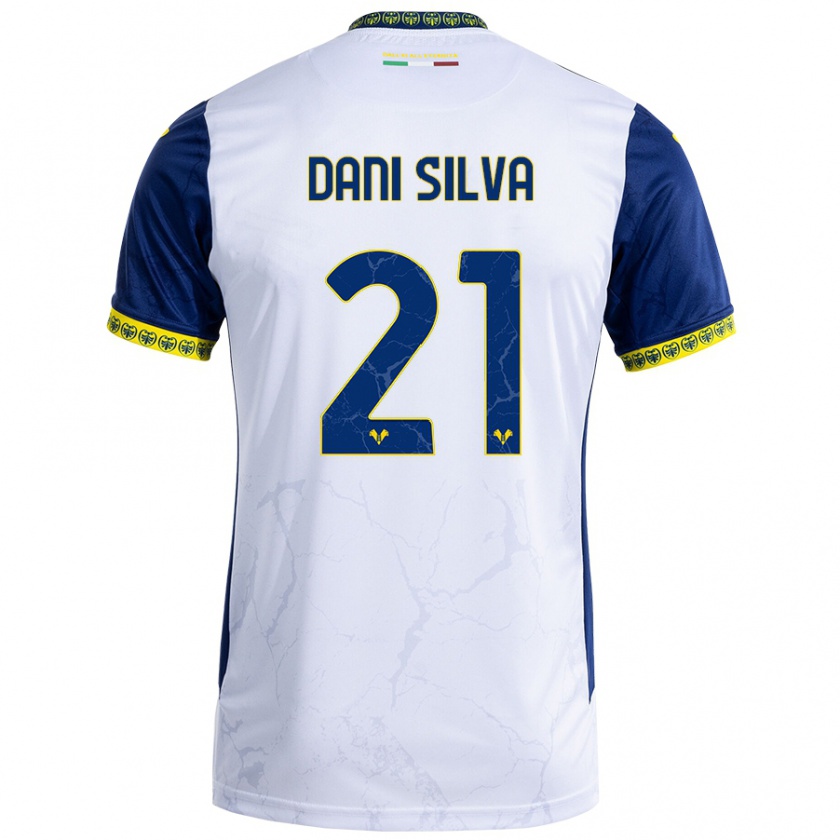 Kandiny Niño Camiseta Dani Silva #21 Blanco Azul 2ª Equipación 2024/25 La Camisa Chile