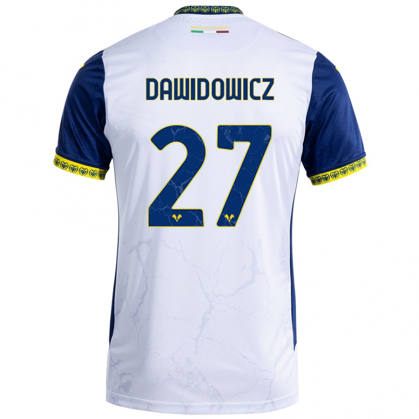 Kandiny Niño Camiseta Paweł Dawidowicz #27 Blanco Azul 2ª Equipación 2024/25 La Camisa Chile