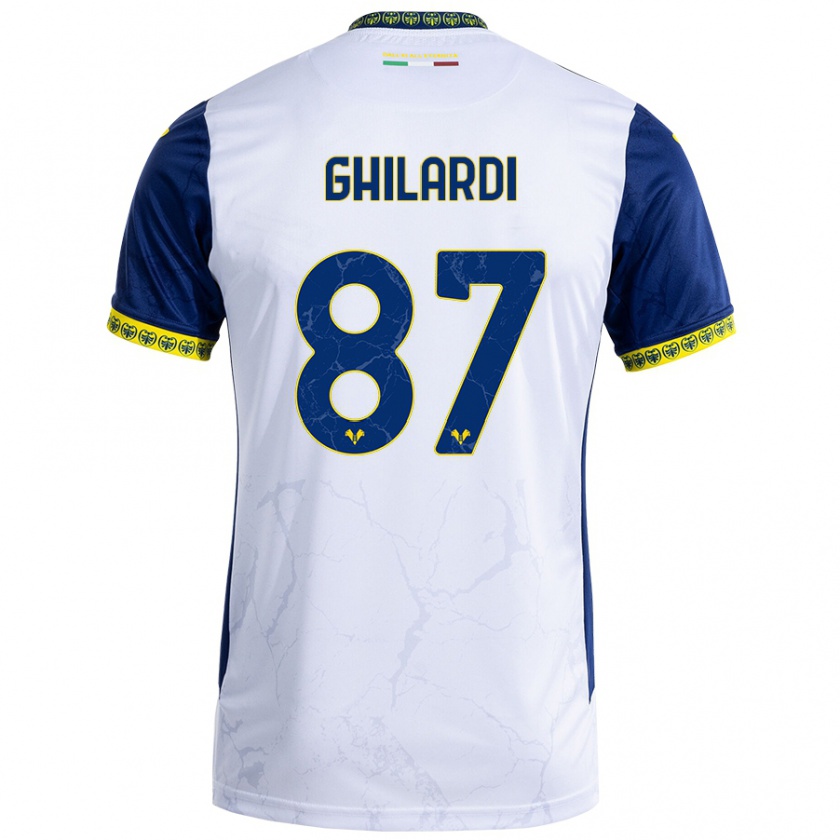 Kandiny Niño Camiseta Daniele Ghilardi #87 Blanco Azul 2ª Equipación 2024/25 La Camisa Chile