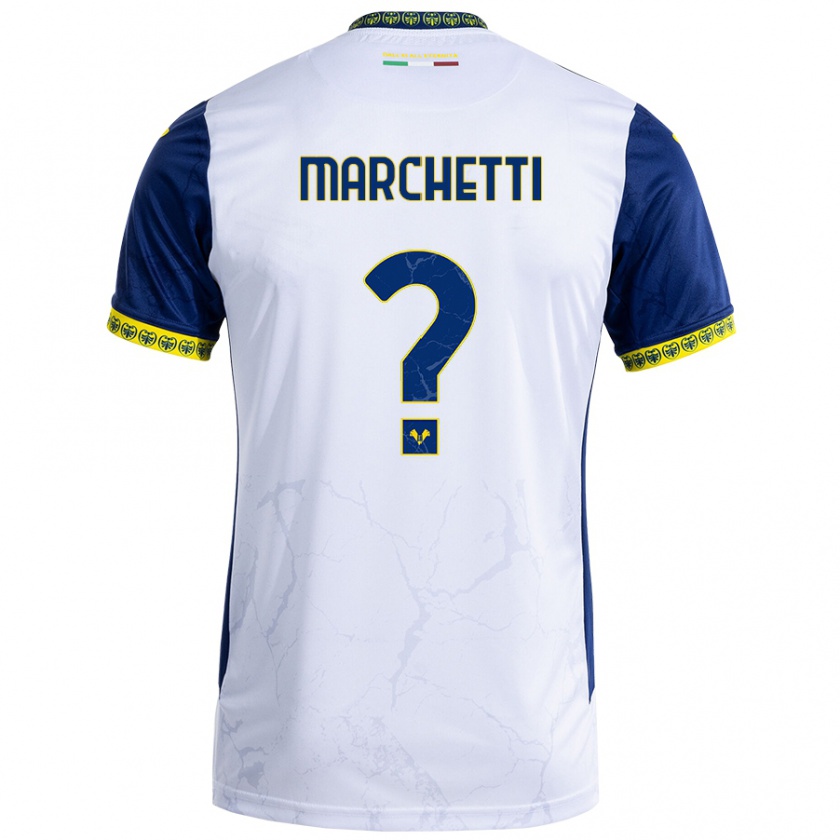 Kandiny Niño Camiseta Nicolò Marchetti #0 Blanco Azul 2ª Equipación 2024/25 La Camisa Chile