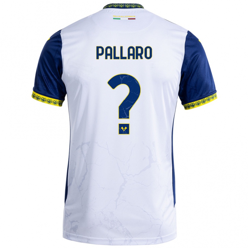 Kandiny Niño Camiseta Alessandro Pallaro #0 Blanco Azul 2ª Equipación 2024/25 La Camisa Chile