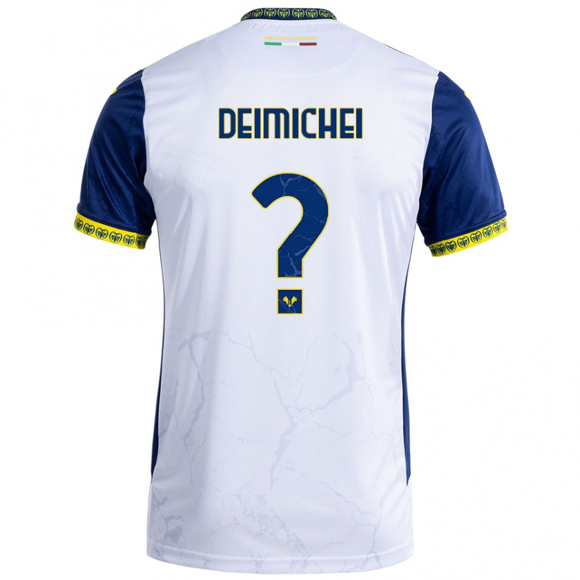 Kandiny Niño Camiseta Raffaele Deimichei #0 Blanco Azul 2ª Equipación 2024/25 La Camisa Chile