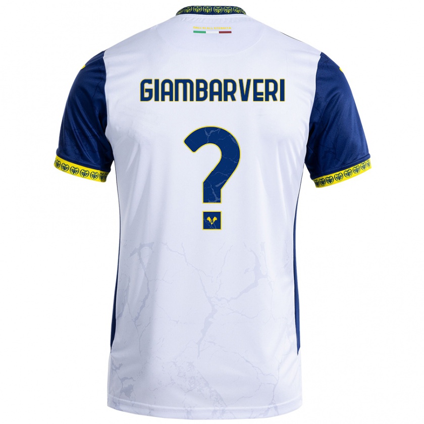 Kandiny Niño Camiseta Mattia Giambarveri #0 Blanco Azul 2ª Equipación 2024/25 La Camisa Chile