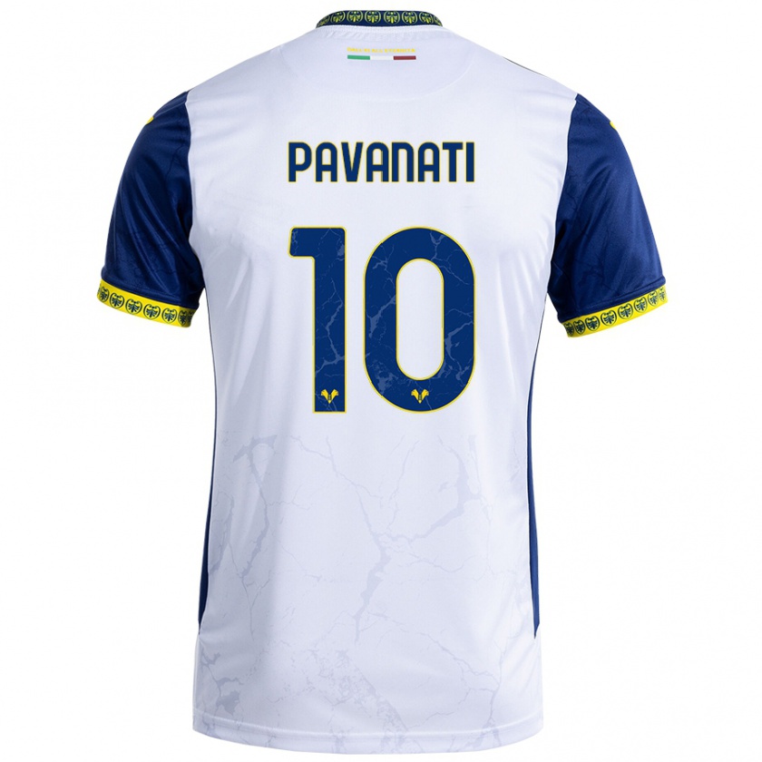 Kandiny Niño Camiseta Alessandro Pavanati #10 Blanco Azul 2ª Equipación 2024/25 La Camisa Chile