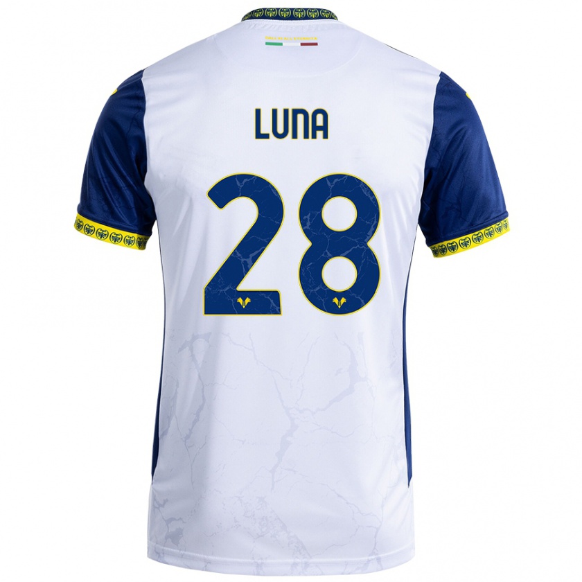 Kandiny Niño Camiseta Agustín Luna #28 Blanco Azul 2ª Equipación 2024/25 La Camisa Chile