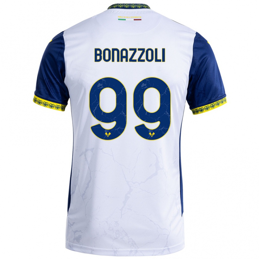 Kandiny Niño Camiseta Federico Bonazzoli #99 Blanco Azul 2ª Equipación 2024/25 La Camisa Chile