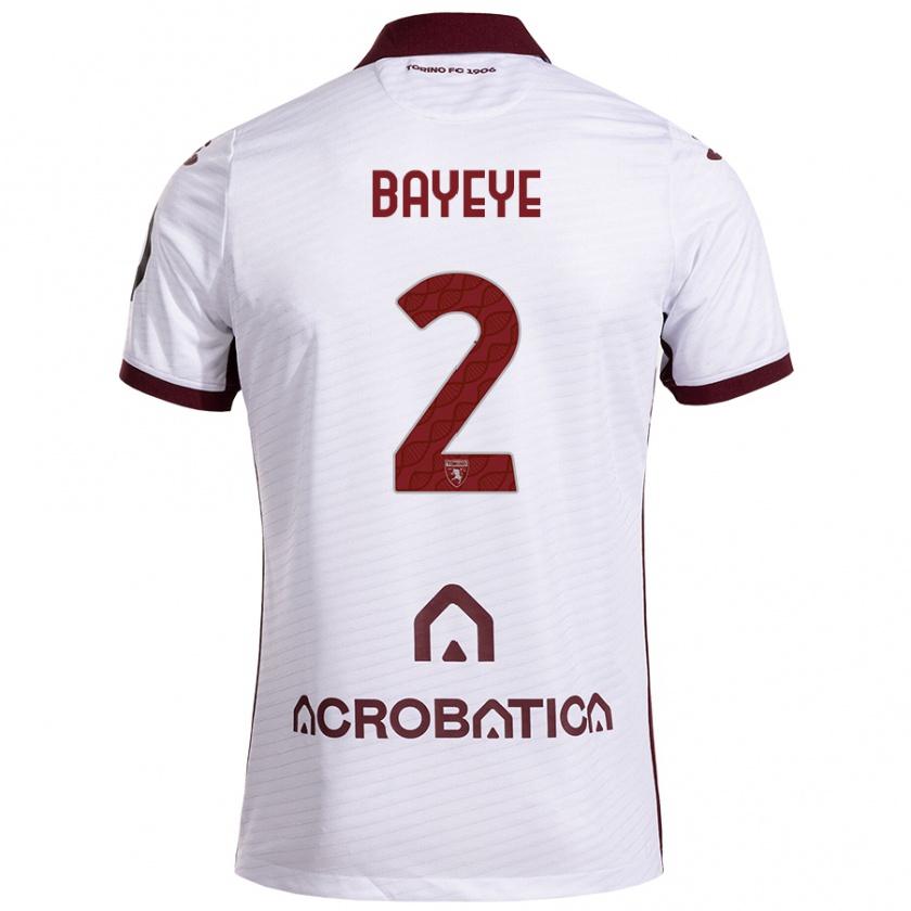 Kandiny Niño Camiseta Brian Bayeye #2 Blanco Granate 2ª Equipación 2024/25 La Camisa Chile