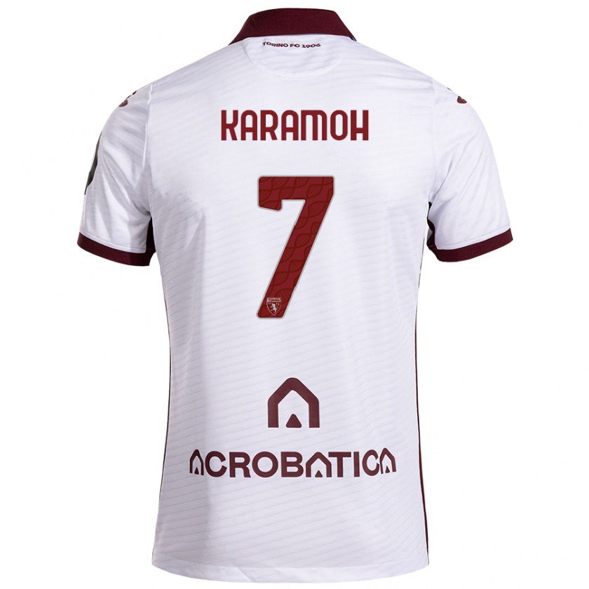 Kandiny Niño Camiseta Yann Karamoh #7 Blanco Granate 2ª Equipación 2024/25 La Camisa Chile