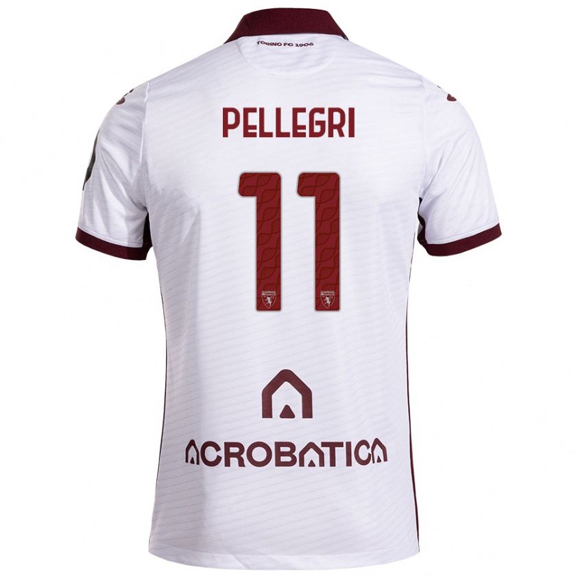 Kandiny Niño Camiseta Pietro Pellegri #11 Blanco Granate 2ª Equipación 2024/25 La Camisa Chile