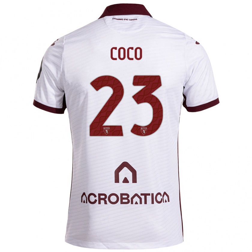 Kandiny Niño Camiseta Saúl Coco #23 Blanco Granate 2ª Equipación 2024/25 La Camisa Chile