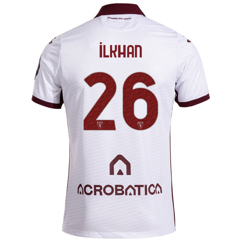 Kandiny Niño Camiseta Emirhan İlkhan #26 Blanco Granate 2ª Equipación 2024/25 La Camisa Chile