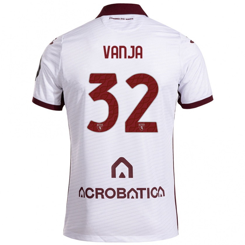 Kandiny Niño Camiseta Vanja Milinković-Savić #32 Blanco Granate 2ª Equipación 2024/25 La Camisa Chile