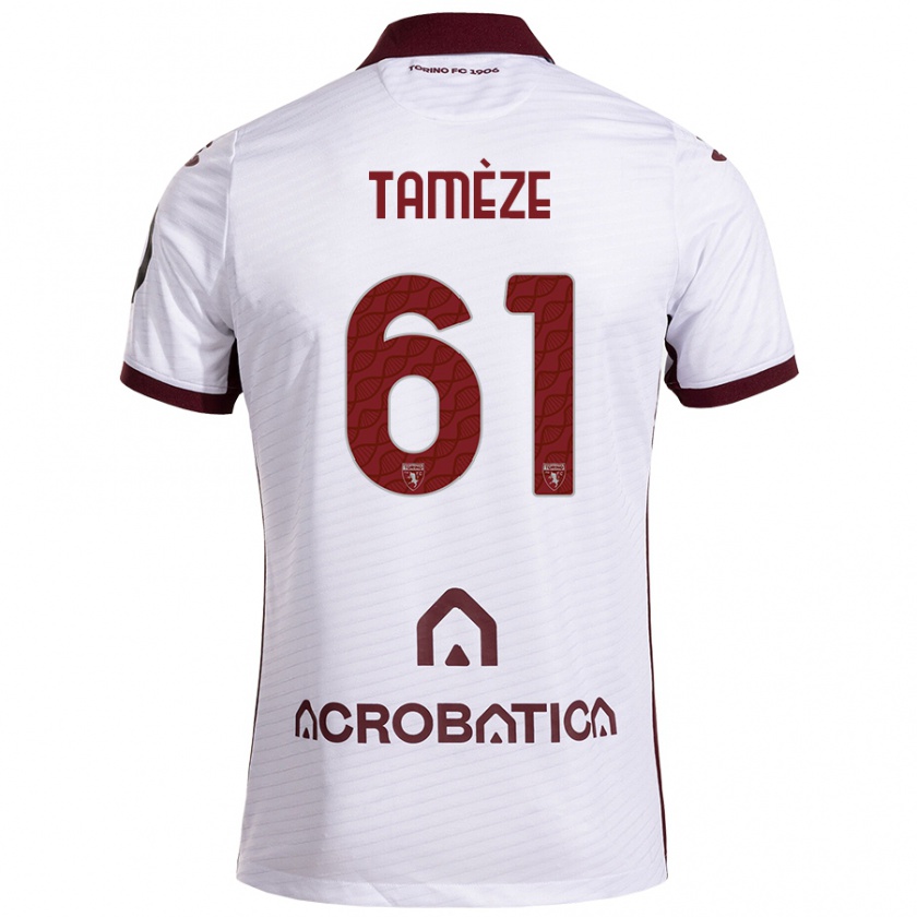 Kandiny Niño Camiseta Adrien Tamèze #61 Blanco Granate 2ª Equipación 2024/25 La Camisa Chile