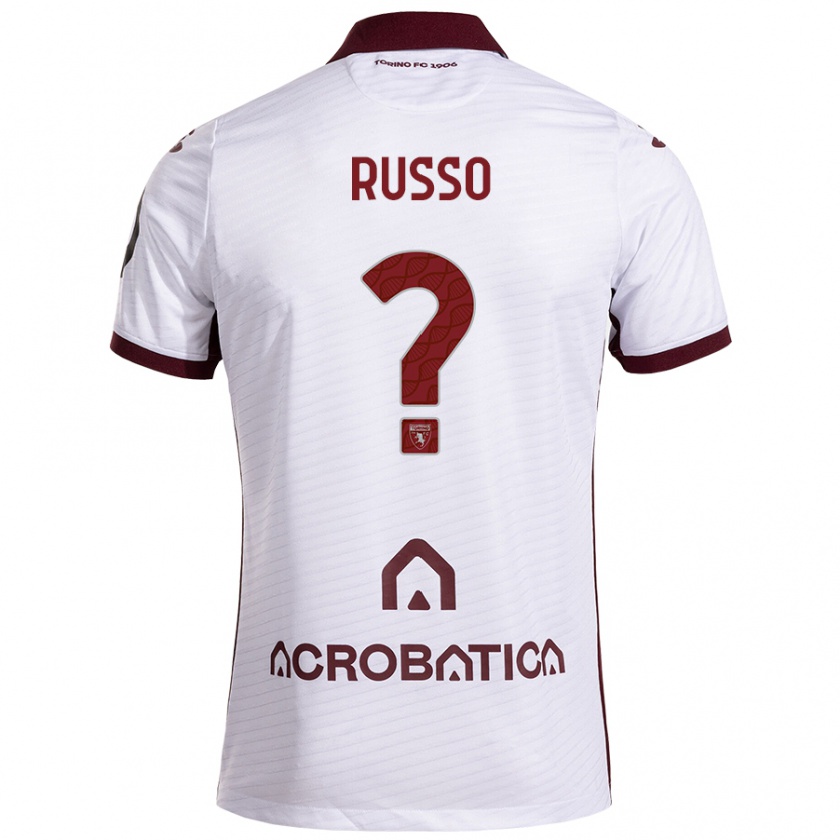 Kandiny Niño Camiseta Lorenzo Russo #0 Blanco Granate 2ª Equipación 2024/25 La Camisa Chile